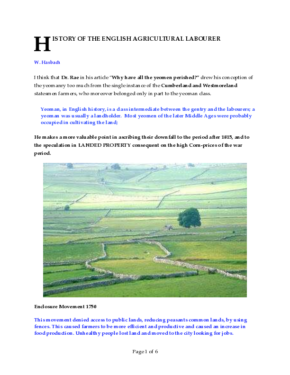History of the English Agricultural Labourer