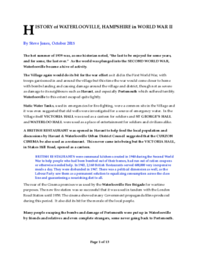 History of Waterlooville, Hampshire in World War II
