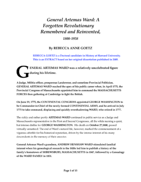 General ARTEMAS WARD – Forgotten Revolutionary
